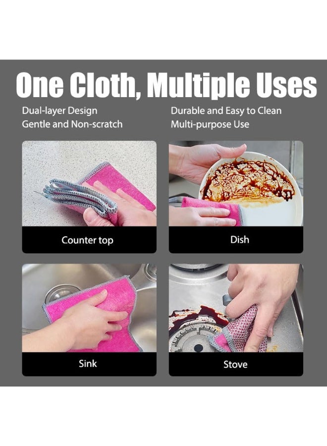 KASTWAVE Non Scratch Wire Dishcloth, 10PCS Double Layer Multipurpose Wire Dishwashing Rag for Wet and Dry, Multifunctional Powerful Cleaning Dish Rags for Cookware, Sinks, Dishes, Stove Tops - Image 2